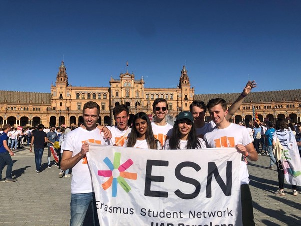 Conor McKeon on the right with Erasmus Student Network friends